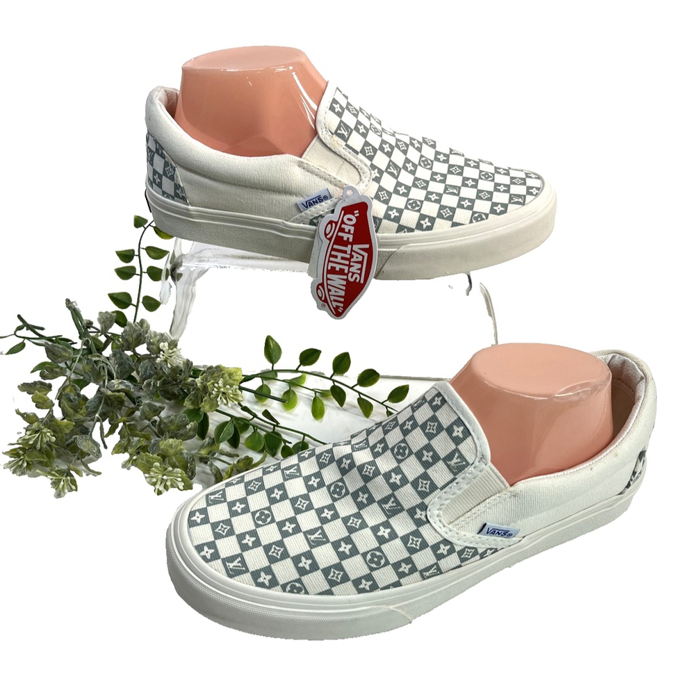 Louis Vuitton x Vans Sneakers Womens 9 Mens 7.5 Checkerboard Logo‎ Grey White